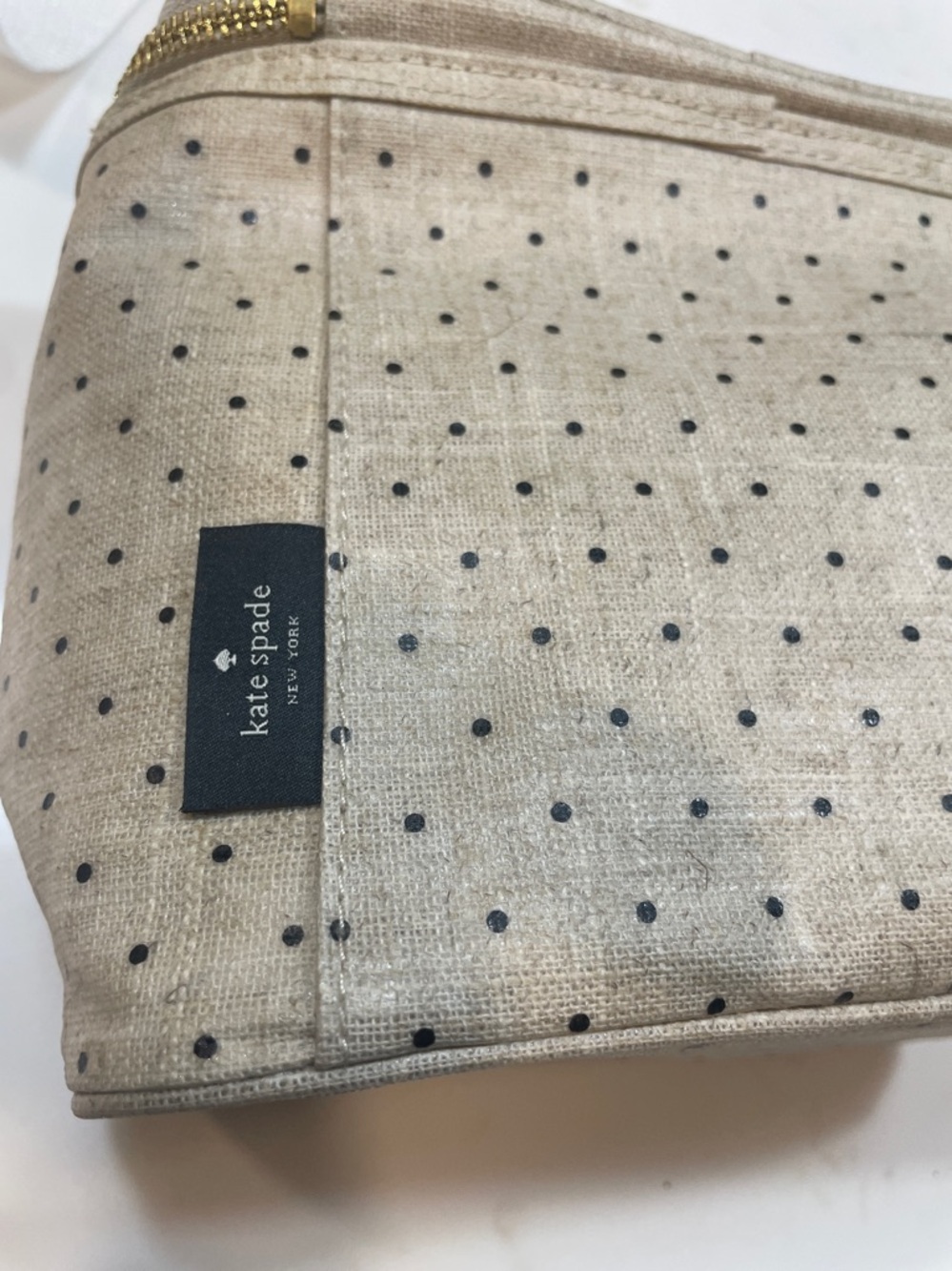 kate spade Beige and Black Polka Dot Top-Handle  Put to Lunch bag - Picture 2 of 6